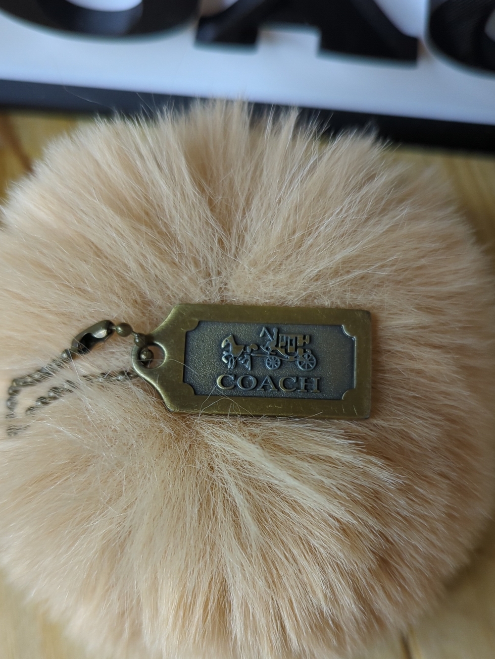 (0080) Coach Brass Double-sided Horse And Carriage Hang Tag